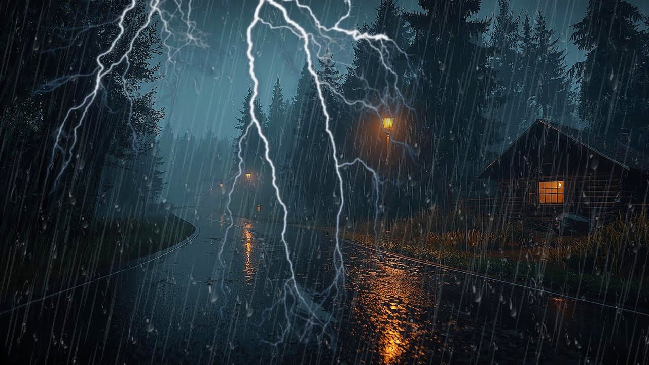 4 minutos de calma 🌧️ Lluvia intensa y truenos suaves para dormir ...