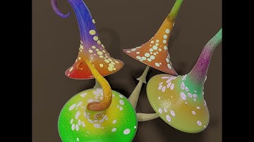second animation enhanced version of my fantasy mushroom group blender 4.12.1