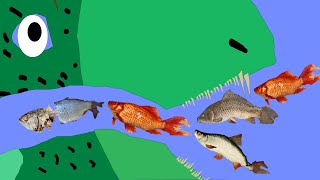 Algodoo | Dinosaur Eats Fish | 恐竜は魚を食べる
