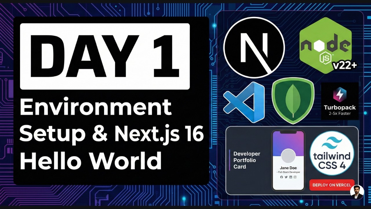 Next.js 16 Tutorial | DAY 1 — Environment Setup & Next js 16 Hello ...
