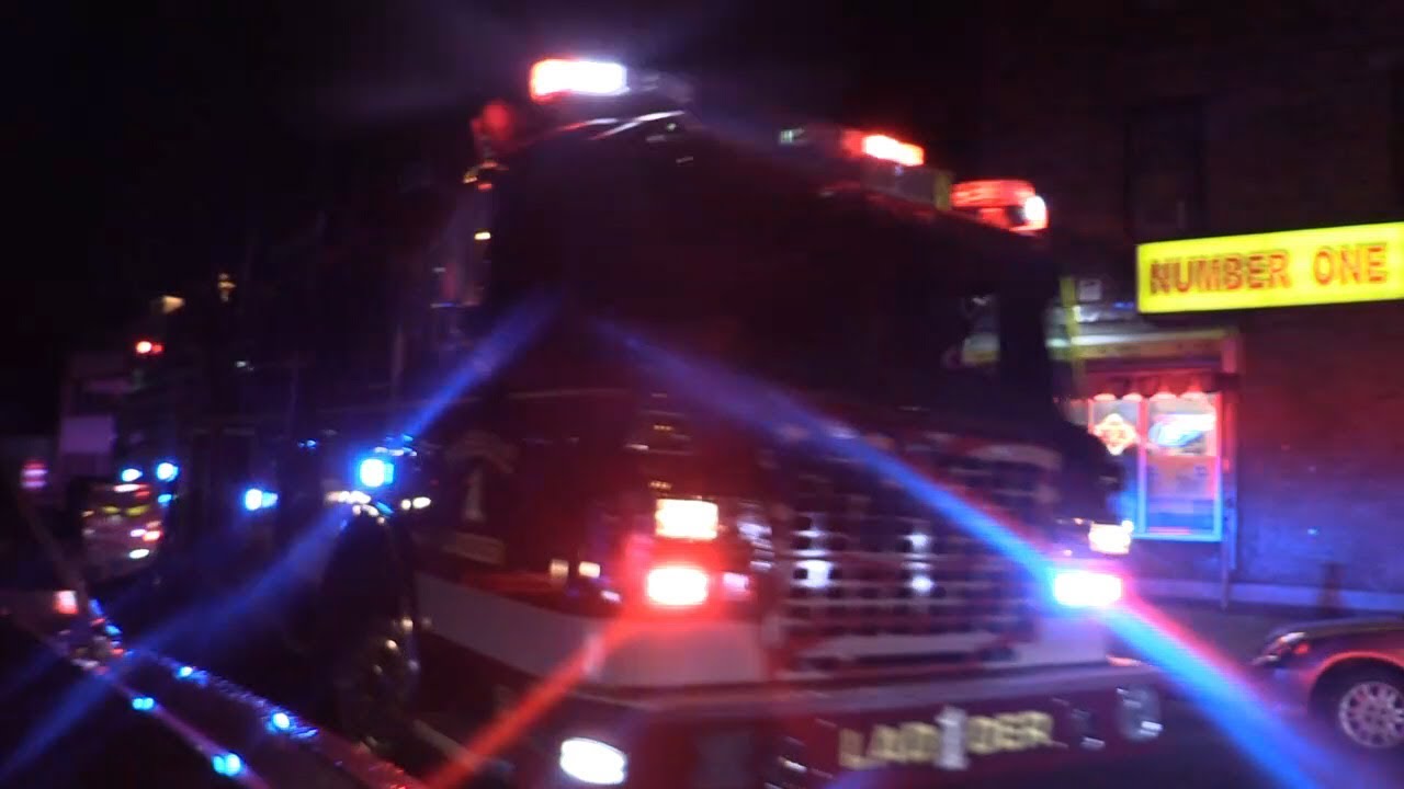 Passaic NJ Fire Department Ladder 1, Engine 1 and Engine 4 Responding on Myrtle Ave