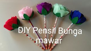 DIY Pensil Hias Mawar Flanel