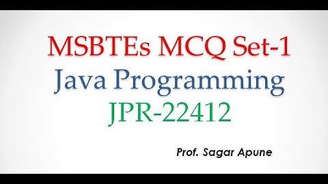 Java MCQ Set-1 | JPR-22412 MCQ Set - 1 | MSBTE