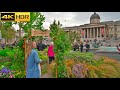 Trafalgar Square London Walk💐Pop-up Garden and a Typical Tourist Walk [4K HDR]