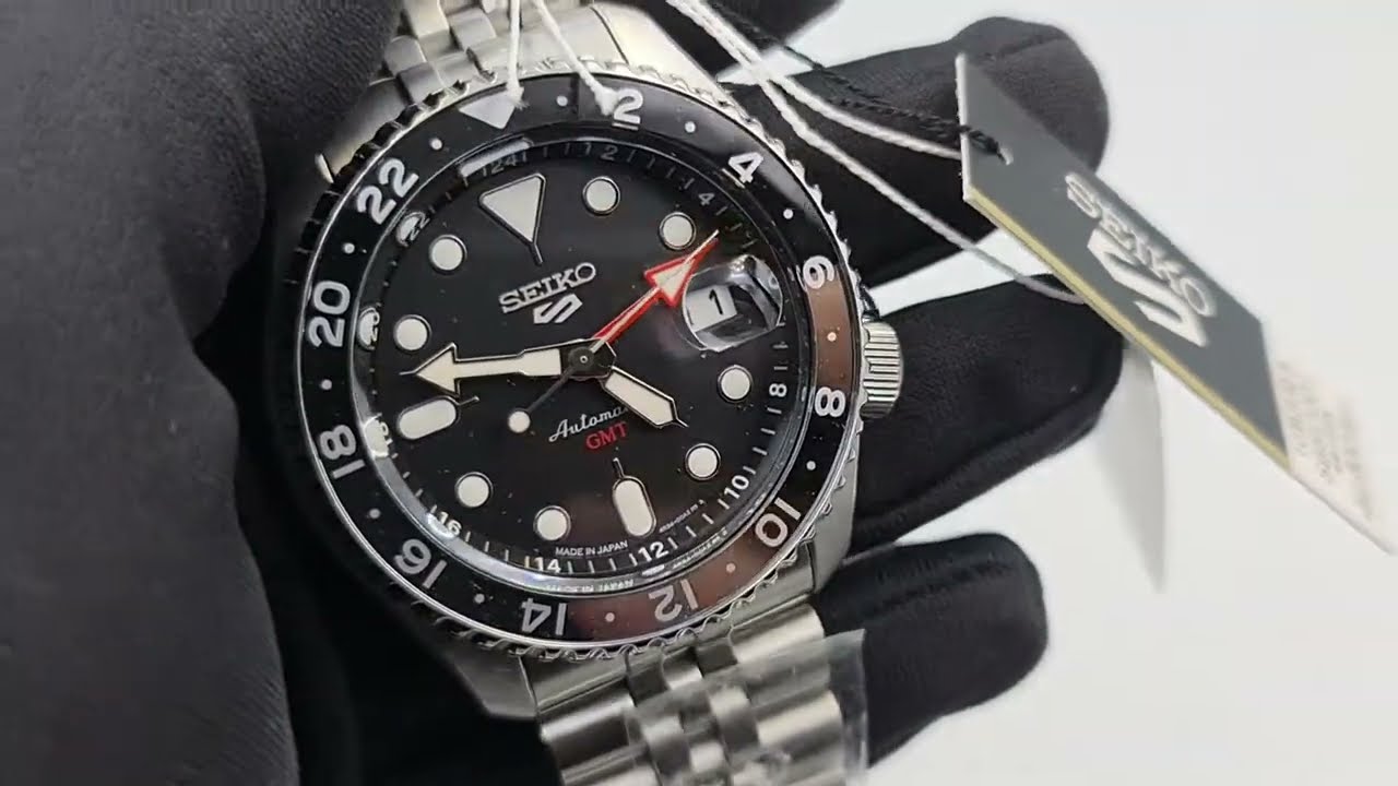 Seiko 5 Sports Automatic GMT Black Dial SBSC001 JDM - YouTube