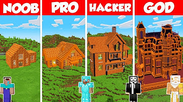 Lava Block House Build Battle Challenge - Noob vs Pro vs Hacker vs God - Minecraft Animation