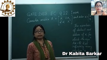 GATE 2018 || EC || matrix question solved || SVIST || Dr Kabita Sarkar