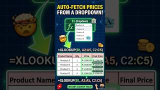 How to Auto-Fetch Prices from a Dropdown (XLOOKUP Trick!) 🤯 #OfficeANcode