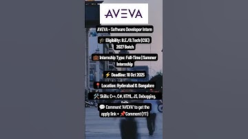 AVEVA | Software Developer Intern | Hyderabad & Bangalore 🎓 #Internship #CSE #2027Batch