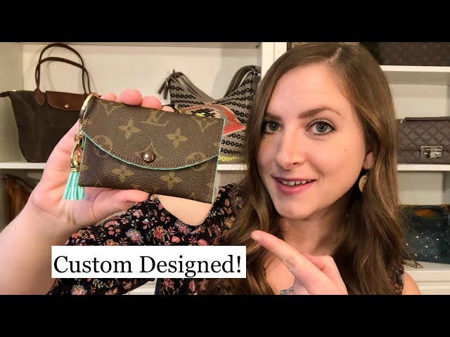 Upcycled Louis Vuitton Card Holder Pouch With Flower - LingSense