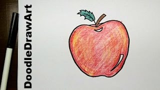 apple drawing easy draw cartoon step