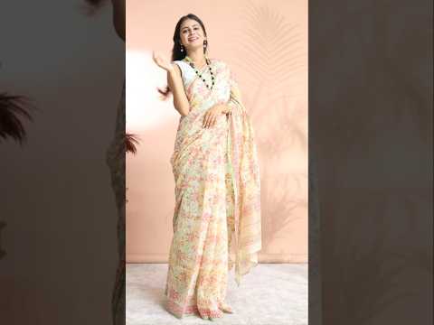 Buy Hand Block Printed Cotton Silk Sarees 🛍️🛒 #saree #soma