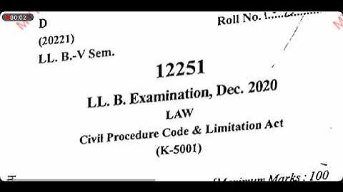 Code Of Civil Procedure Code (CPC) (K-5001) || CCSU LLB 5th Semester 2020 Question Paper