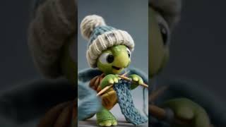[AI ASMR] A Slow Turtle with Surprisingly Lightning-Fast Knitting Skills | Meow ASMR #asmr #cute
