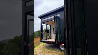 Tiny House With Transforming Corner Doors #tinyhouse #tinyliving #tinyhome #diy #tinyhousetrailer