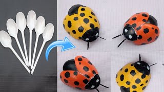 Make Insect by plastic Spoons ।। Ladybug making by plastic spoons