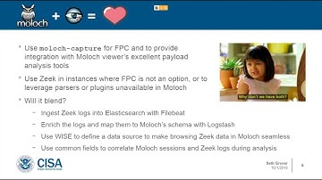 MolochON 2019 Leveraging Zeek Logs in Moloch with Filebeat and Logstash   - Seth Grover