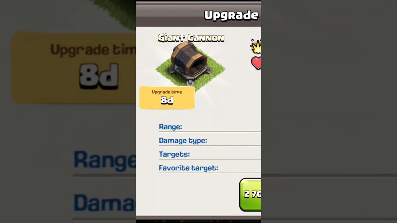 Upgrading Giant Cannon to level 7😁😅