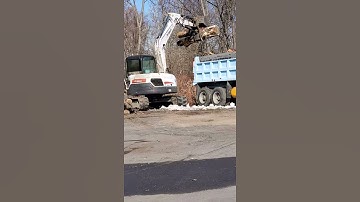 loading logs with a Bobcat E80 excavator. 1961 T950 Ford.