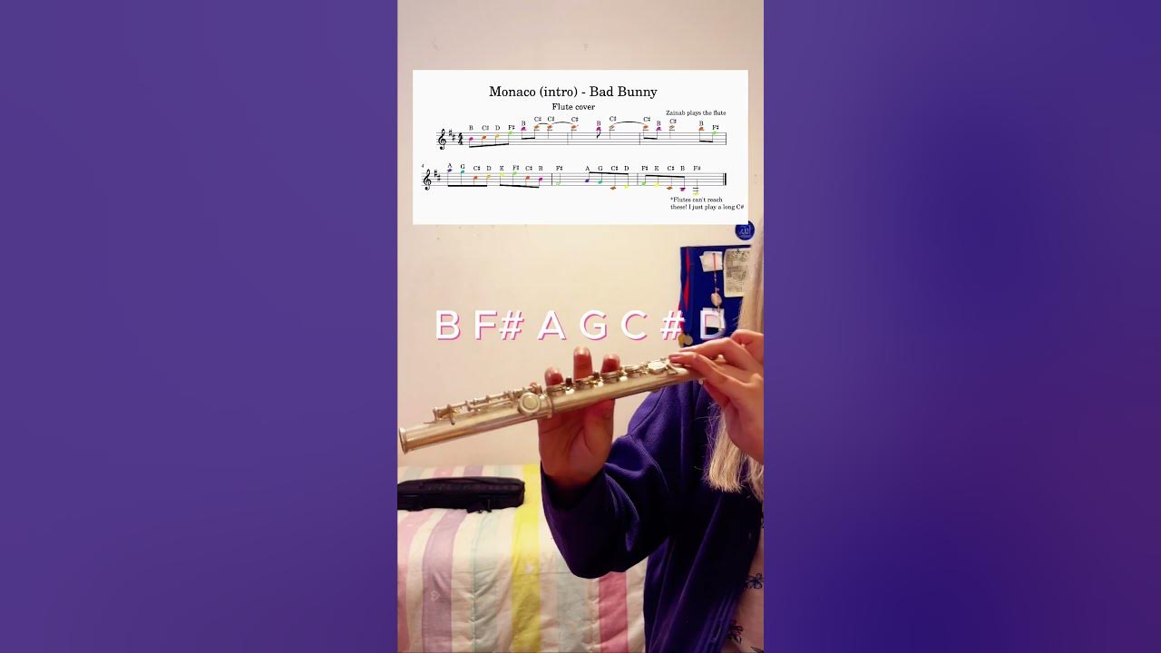 Monaco - Bad Bunny | Flute cover | sheet music
