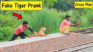 Fake Tiger Prank With Public || Viral Fake Tiger vs Crazy Man Prank Video - So Crazy Reaction
