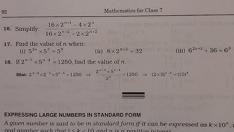 Exponents | Class 7 | Exercise 5A (Question 16 , 17 , 18) | RS Aggarwal