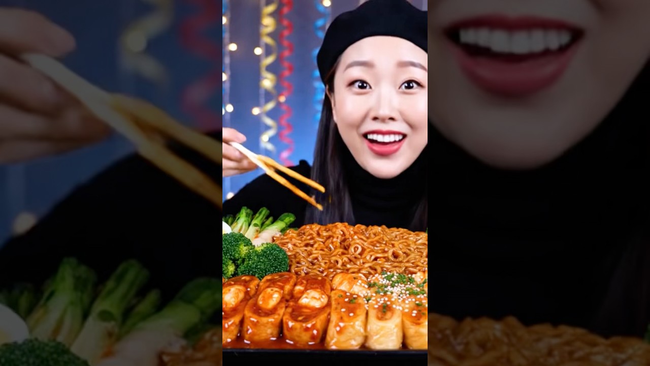 Woman Eating Enormous Noodles Mukbang | Big Bites & Slurping Sounds 🍜 