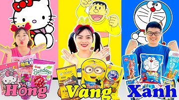 Hằng Nheo Thử Thách 24H Ăn Đồ Ăn Theo Màu Sắc Nhân Vật Doraemon, Hello Kitty Và Chaien
