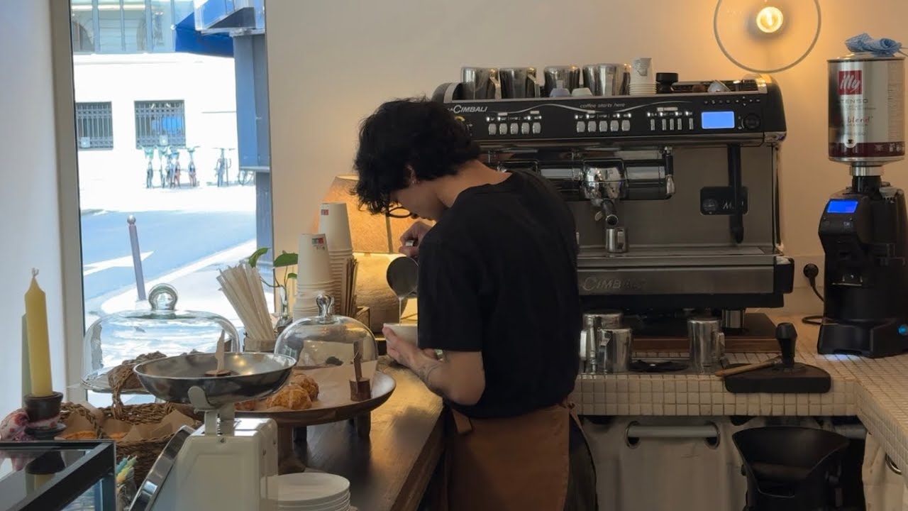another cafe vlog . practicing latte art