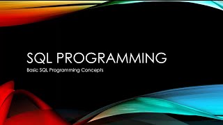 SQL Training Programming Basics