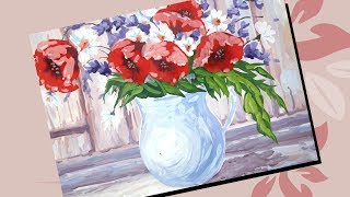 Как нарисовать натюрморт гуашью/Рисуем полевые цветы в кувшине Как нарисовать натюрморт гуашью/Рисуем полевые цветы в кувшине
