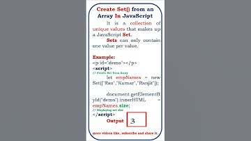 create set() from array in javascript @ensolutions5210 #javascript #split #javascripttutorials