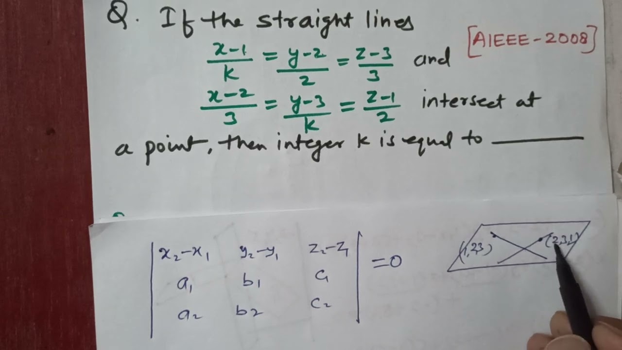 If the straight lines x-1/k=y-2/2=z-3/3 and x-2/3=y-3/k=z-1/2