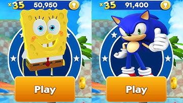 Tag with Ryan SpongeBob vs Sonic Dash - All Characters Unlocked Android Gameplay