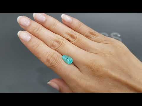 Neon blue tourmaline Paraiba from Brazil 2.40 ct in pear cut Video  № 4