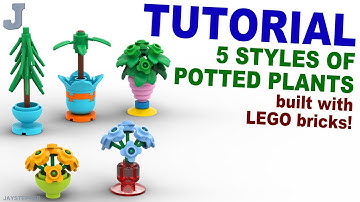 LEGO Tutorial On How To Make 5 Types Of Potted Plants