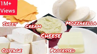 Homemade 5 different types of cheese Recipes | Mozzarella, processed, Cottage, Cream & Sheet Cheese