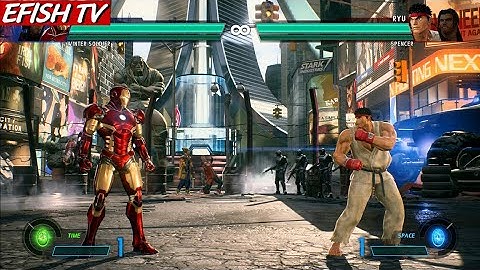 Iron Man & Winter Soldier vs Ryu & Spencer (Hardest AI) - Marvel vs Capcom: Infinite
