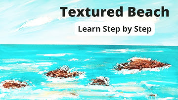 Mixed Media Sea Textured Canvas Painting 🌊 Beach Art Step By Step Tutorial for Beginners, Ocean