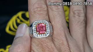 Padparadscha Sapphire❗2.42ct❗GRI Lab❗Ring silver Micro seting❗Rommy 0818 0890 7858