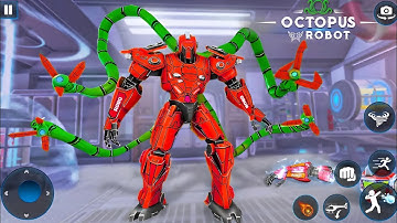 Red Octopus Robot Car Jet Transformation Game 2025
