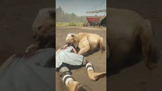 INSANE RDR2 Gameplay! Brave Girl ATTACKED by a WILD Lion in an EPIC Survival Scene #shorts #gaming