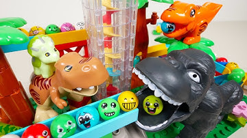 Satisfying Marble Run ASMR ☆ Building Blocks Gorilla and Dinosaur Course