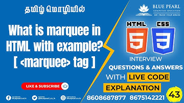 what is a marquee in html HTML Tutorial - Scrolling Content (Marquee Tag) Direction attributes Tamil