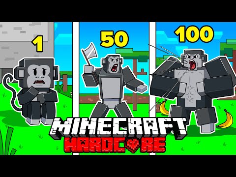 Minecraft HARDCORE Seviyesinde 100 GÜN Boyunca GORİL Olarak Hayatta Kaldım!