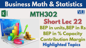 MTH302 Short Lecture 22_BEP in Units_BEP in Rs_BEP in % Capacity_Contribution Margin_Mth302 Lec 22