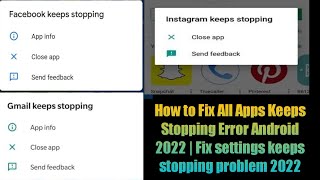 How to Fix All Apps Keeps Stopping Error Android 2022 | Fix settings keeps stopping problem 2022