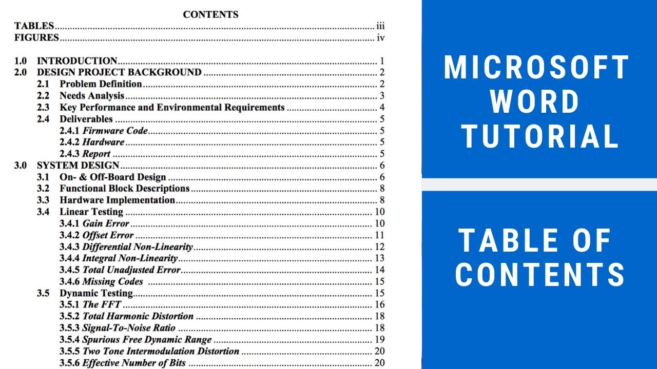 how to create table of contents in word for dissertation