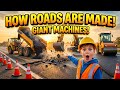 How Roads Are Made with Giant Machines! 🚜