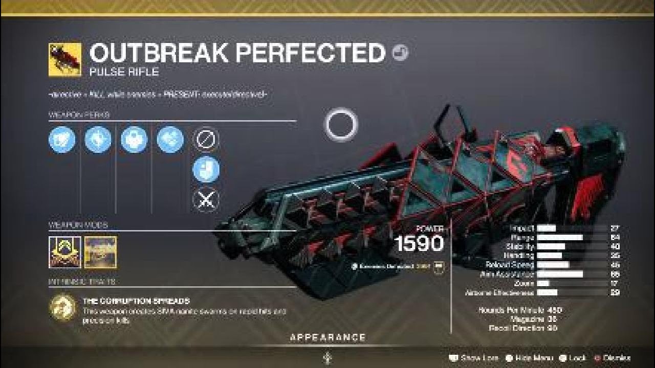 Outbreak Perfected Exotic Weapon & Catalyst Destiny 2 YouTube